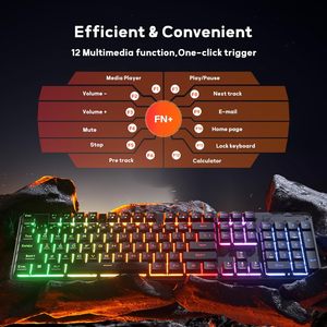 Teclado para Juegos K521 Classic Rainbow LED, 104 Teclas, Membrana con Cable, con Teclas Multimedia, Cable USB para Computadora Portátil y PC - Product Image 4