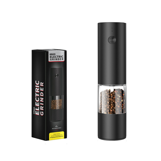 Ceramic Burr Pepper Grinder, USB Rechargeable ABS Electric Salt Mill, Adjustable Coarseness for Cooking