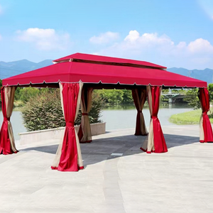 Tenda a baldacchino impermeabile da esterno con telaio motorizzato, superficie in tessuto, tetto a vela, gazebo romano 3x3M, <span class=keywords><strong>mobili</strong></span> in alluminio moderni - Product Image 6