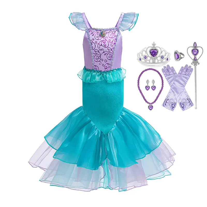 TV Movie Party Kids Dress Girl Princess Mermaid-Tail Halloween Party Cosplay Costumes Set