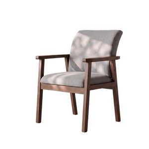 Fauteuil rembourré moderne GQK en tissu microfibre avec structure en bois, design scandinave, chaise de salle à manger pour la maison et le salon - Product Image 1
