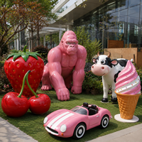 Sculptures de gorille grandeur nature, de fruits (fraise, cerise), de vache, de crème glacée, de voiture, d'extérieur, en résine polyester écologique, personnalisées, style anime, pour jardin