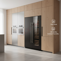 Réfrigérateur à vin double zone 430L en acier inoxydable avec compresseur, 148 bouteilles, encastrable ou autoportant, garantie directe usine OEM