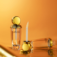 En stock : Tubes de brillant à lèvres personnalisés 8 ml avec bouchon boule dorée, flacon de brillant à lèvres, joli récipient pour huile à lèvres