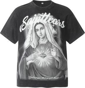 เสื้อยืดคอกลมแขนสั้นสำหรับผู้ชายผ้าคอตตอนทรงหลวมพิมพ์ลายตัวอักษรแนวฮิปฮอปผ้าฝ้าย100% - Product Image 1