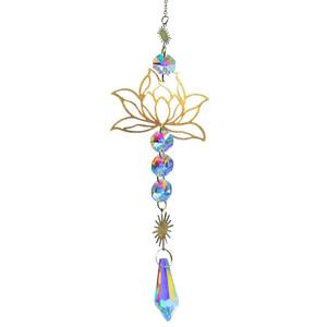 2026 nouvelle vente chaude pierre naturelle attrape-soleil cristal vent carillon améthyste Lotus pendentif <span class=keywords><strong>fenêtre</strong></span> jardin fête décoration carillons éoliens - Product Image 1