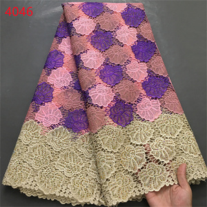 4046 di alta qualità prezzo all'ingrosso ultimo tessuto di pizzo Guipure con pietre per africano sposa corda da sposa tessuto vestito - Product Image 4