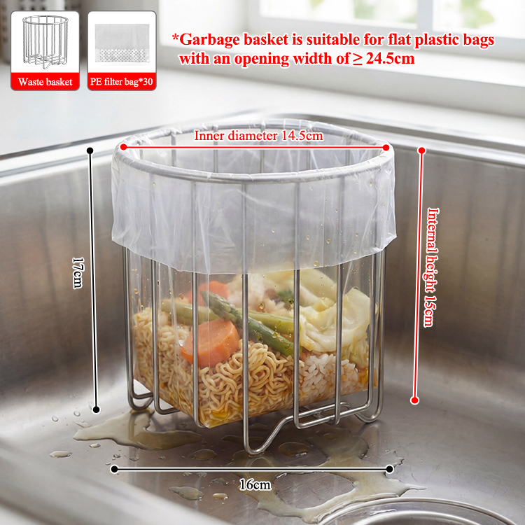 ทรงกลมสีเงิน+ถุงขยะ30ใบ