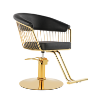Fauteuil de Barbier Doré avec Dossier Rond, Fauteuil Pivotant pour Salon, Mobilier de Salon de Beauté et Spa à Prix Abordable, Vente Chaude
