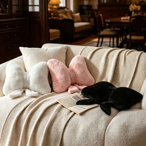 Car <b>Neck</b> Support Pillow 30x40cm Soft Plush Bow Shape For Living Room Seat Backrest Comfortable Universal Headrest <b>Cushion</b> - Product Image 1