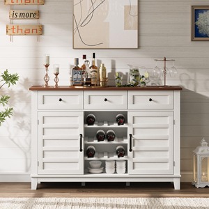 Mueble de Almacenamiento para Vinos Estilo Granja, Mueble de Bar <span class=keywords><strong>con</strong></span> Puerta Corredera Tipo Granero para Comedor - Product Image 1