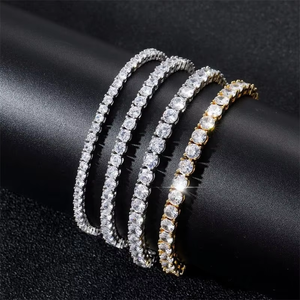 Pasokan pabrik murah kalung dan rantai gelang tenis satu baris Hip Hop rantai kuningan zirkon 3mm 4mm 5mm 6mm - Product Image 3
