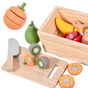Ensemble de jouets <span class=keywords><strong>en</strong></span> <span class=keywords><strong>bois</strong></span> pour la préparation des aliments pour les tout-petits, ensemble de fruits à découper pour enfants, accessoires de <span class=keywords><strong>cuisine</strong></span> pour jeux d'imitation pour garçons et filles - Product Image 1