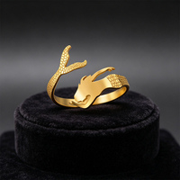 Bague ouverte ajustable Dragon Chinois en acier inoxydable plaqué or, motif écailles de dragon, bijou unisexe pour hommes et femmes
