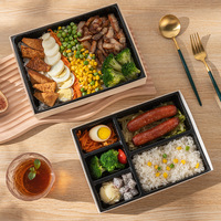 Boîte à emporter en papier kraft rigide biodégradable et recyclable, logo personnalisé, finition mate, emballage commercial pour sushis et salades