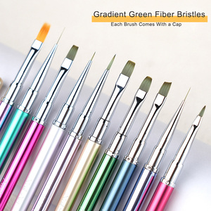 Multicolor Metal Nail Art Brush Set <b>Builder</b> Gel Flower Detail Liner Brushes for French Manicure Painting - Product Image 2