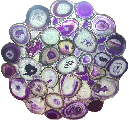 Panel batu akik ungu mewah Semi batu mulia lempengan batu Backlit marmer ungu untuk meja dan dekorasi dinding