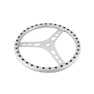 Racing Car Lightweight 15" Pro-Grip Aluminum Holes On Tube Steering Wheel Flat