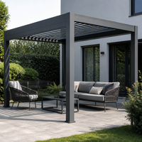 Pergola Bioclimatique Jiake avec Lames Orientables en Aluminium Télécommandées, Pavillon Étanche pour Projets de Villas, Jardins, Patios et Espaces de Loisirs