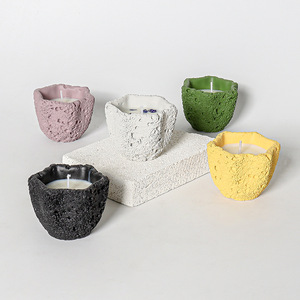 Ensemble de pots de bougies en <span class=keywords><strong>cire</strong></span> de soja parfumée en béton imperméable, faits à la main, écologiques, style nordique, personnalisables pour l'aromathérapie de Noël - Product Image 1