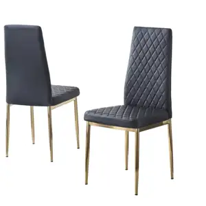 Juegos de comedor de lujo modernos, sillas de cuero de cristal con mesa de comedor, juegos de mesa y sillas de comedor cómodos de gama alta
