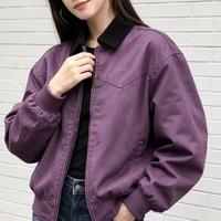 Veste de travail d'hiver en toile brodée vintage personnalisée, style rétro décontracté, matelassée et zippée