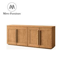 Buffet contemporain à 4 portes en bois pour salon, placé au mur, armoires de salle à manger, meuble de couloir luxueux