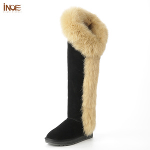 Botas <span class=keywords><strong>de</strong></span> nieve largas <span class=keywords><strong>para</strong></span> mujer INOE, <span class=keywords><strong>de</strong></span> piel <span class=keywords><strong>de</strong></span> zorro auténtica, por encima <span class=keywords><strong>de</strong></span> la rodilla, térmicas, planas, <span class=keywords><strong>de</strong></span> piel <span class=keywords><strong>de</strong></span> zorro y ante <span class=keywords><strong>de</strong></span> vaca, con suela antideslizante. - Product Image 3