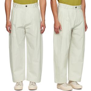 Custom Wide Leg Plain Woven Cotton Trousers High Rise Zip Fly <b>Cropped</b> Leg <b>Pants</b> for <b>Men</b> - Product Image 1