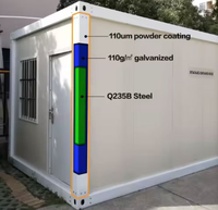 Casa Contenedor Negra de 20 pies, Casa Modular, Casa Prefabricada, Mini Casa, Oficina Prefabricada Desmontable, Fácil de Montar, Paquete Plano