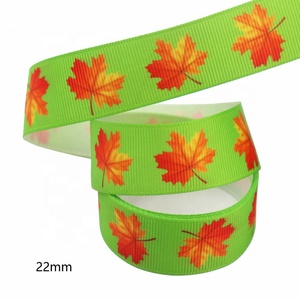 Bán buôn Grosgrain mặt duy nhất 100% polyester kẻ sọc Maple in trang trí mùa thu Băng - Product Image 6