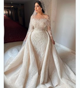 فساتين زفاف فاخرة مطرزة بالدانتيل 2 في 1، فستان زفاف دانتيل 2025 - Product Image 1