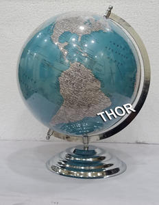 Décoration de bureau nautique pour la maison et le bureau, globe terrestre rotatif en acier chromé avec un intérêt géographique - Product Image 1