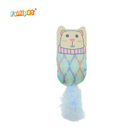 Jouet pour chaton en peluche douce et rembourrée, design animaux blancs colorés, personnalisé par le fabricant Famipet, avec herbe à chat