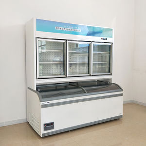 Vitrine Réfrigérée Commerciale Combinée <span class=keywords><strong>en</strong></span> Verre, Refroidissement par Air, Double Température, 3 Portes, Réfrigérateur Supérieur, <span class=keywords><strong>Congélateur</strong></span> Inférieur - Product Image 3