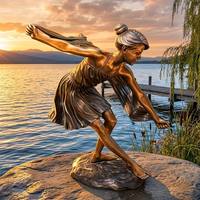 Statue de danseuse élégante en bronze moulé à la cire perdue, personnalisable (taille et patine), pour décoration extérieure