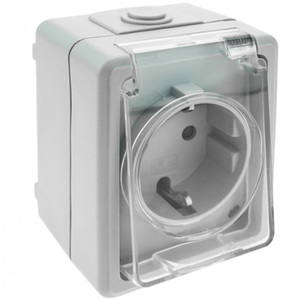 Schuko impermeabile con protezione IP65, materiale resistente alla corrosione, ideale per uso esterno e ambienti umidi. - Product Image 2