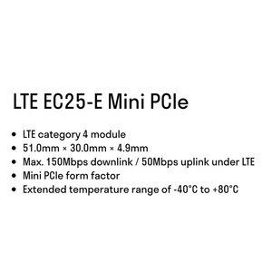 EC25-E มินิ <span class=keywords><strong>PCIe</strong></span> 4กรัม LTE โมดูล Cat4สำหรับ EMEA,เกาหลี,ไทย,อินเดีย - Product Image 2