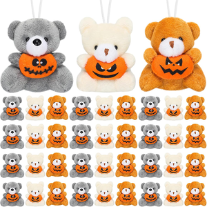 Halloween Stuffed Animal Mini <strong>Pumpkin</strong> <strong>Teddy</strong> Bear Plush Toys with Hanging Rope Party Decoration Small Bear Soft Doll - Product Image 1