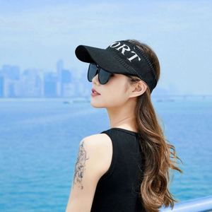 Casquette de sport d'été tricotée à visière ouverte pour femme, motif lettres, vente directe usine - Product Image 3