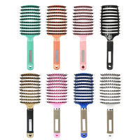 Nouveau produit Explosion peigne en bambou en bois naturel sans poignée peigne à oeufs Portable brosse à cheveux aiguille en acier brosse à cheveux respirante