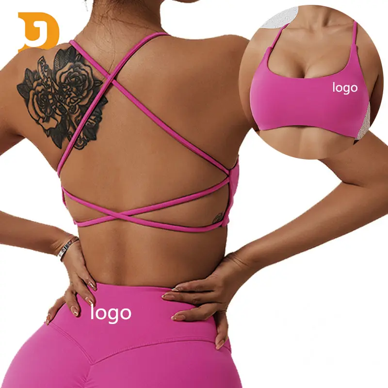 Reggiseno sportivo regolabile personalizzato Activewear all'ingrosso palestra Fitness Cross Back reggiseno sportivo con spalline per le donne