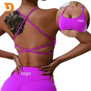 Groothandel Activewear Custom Verstelbare Yoga Bh Gym Fitness Cross Back Strappy Sport Bh Voor Vrouwen