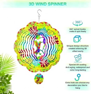 Campanas de Viento Metálicas para Jardín, Adorno Decorativo con Diseño de Colibrí en Corte Láser 3D, Acabado Cepillado, 12 Pulgadas, Cinéticas para Exteriores - Product Image 3