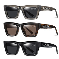 Lunettes de soleil classiques pour hommes 2025, monture en écaille de tortue, verres polarisés, logo métallique 3D, lunettes de soleil en acétate carrées