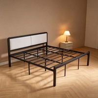 Cadre de lit en métal robuste avec tête de lit pour petits appartements, tailles simple et double, lattes épaissies, style tatami personnalisé