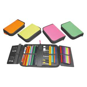 Rheita schüleretui Neon sortiert gelb, ชมพู, grün und 50tlg สีส้ม - Product Image 1