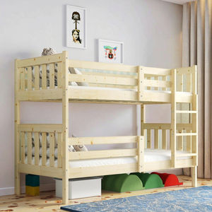 Lit <span class=keywords><strong>superposé</strong></span> en bois massif pour enfants <span class=keywords><strong>2</strong></span> <span class=keywords><strong>places</strong></span> lit double échelle taille en matériau naturel disponible - Product Image 1