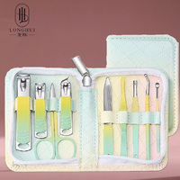 Juego de Cortaúñas Portátil Longhui 9 en 1 de Acero Inoxidable con Estuche con Cierre, Kit de Manicura Multifuncional, Herramientas Profesionales para Uñas