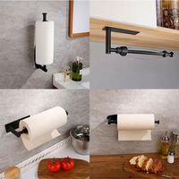 Porte-serviettes en acier inoxydable, support mural sans perçage pour papier toilette, rangement pour salle de bain, accessoires de nettoyage ménager pour cuisine